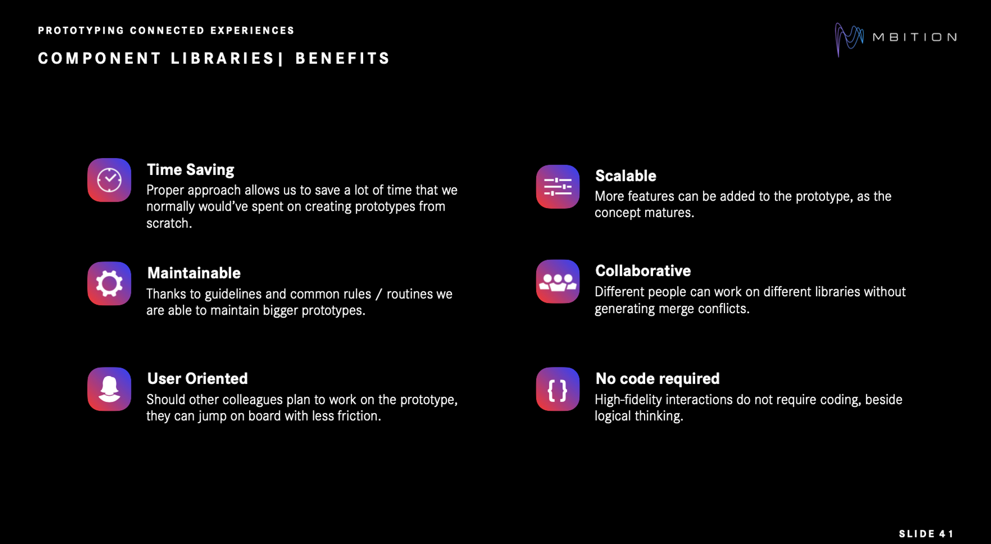 Benefits of component libraries in ProtoPie.