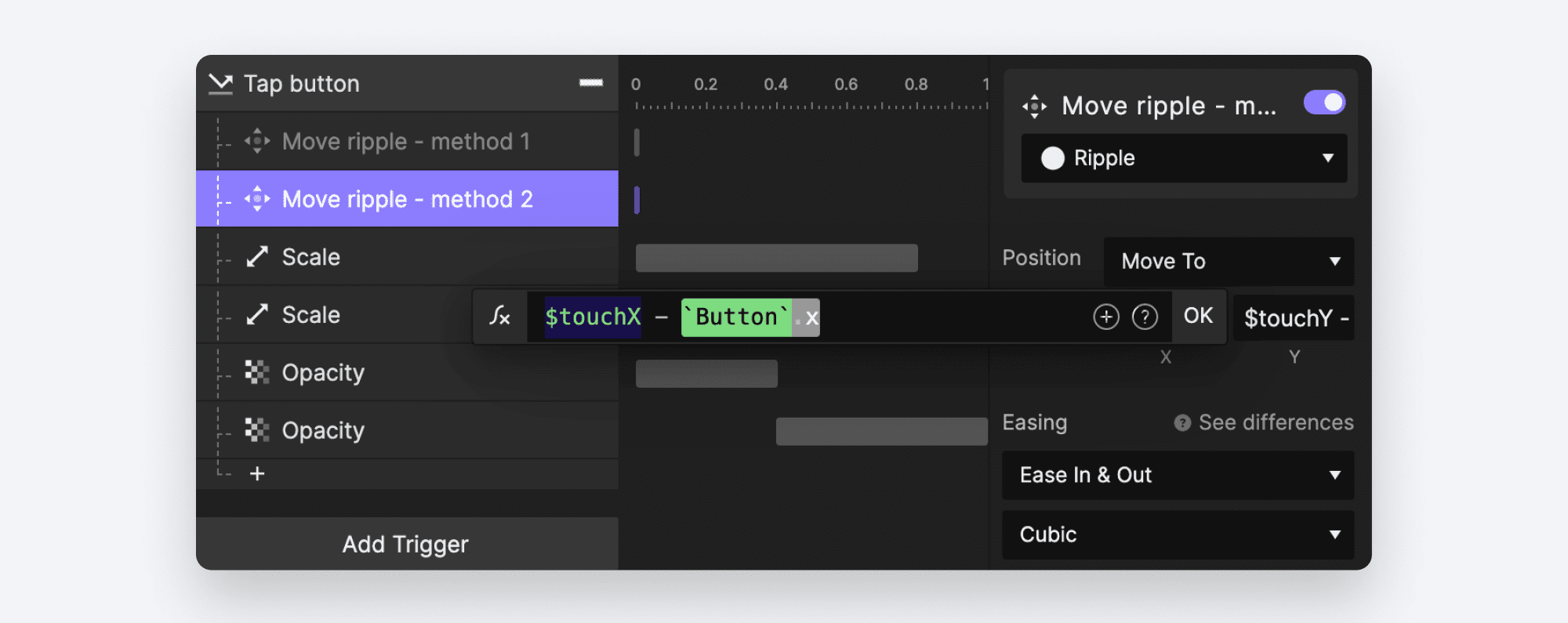 Go to the component scene, change the move values of option 2 into the following