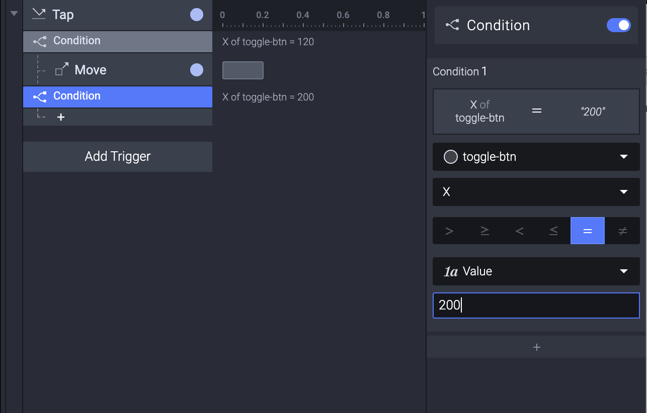 create second condition for toggle button