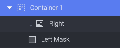 Select the right image and left mask and put them in their own container