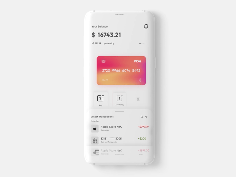 finance app prototype gif