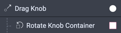 Select the Knob Container and add a Rotate response.