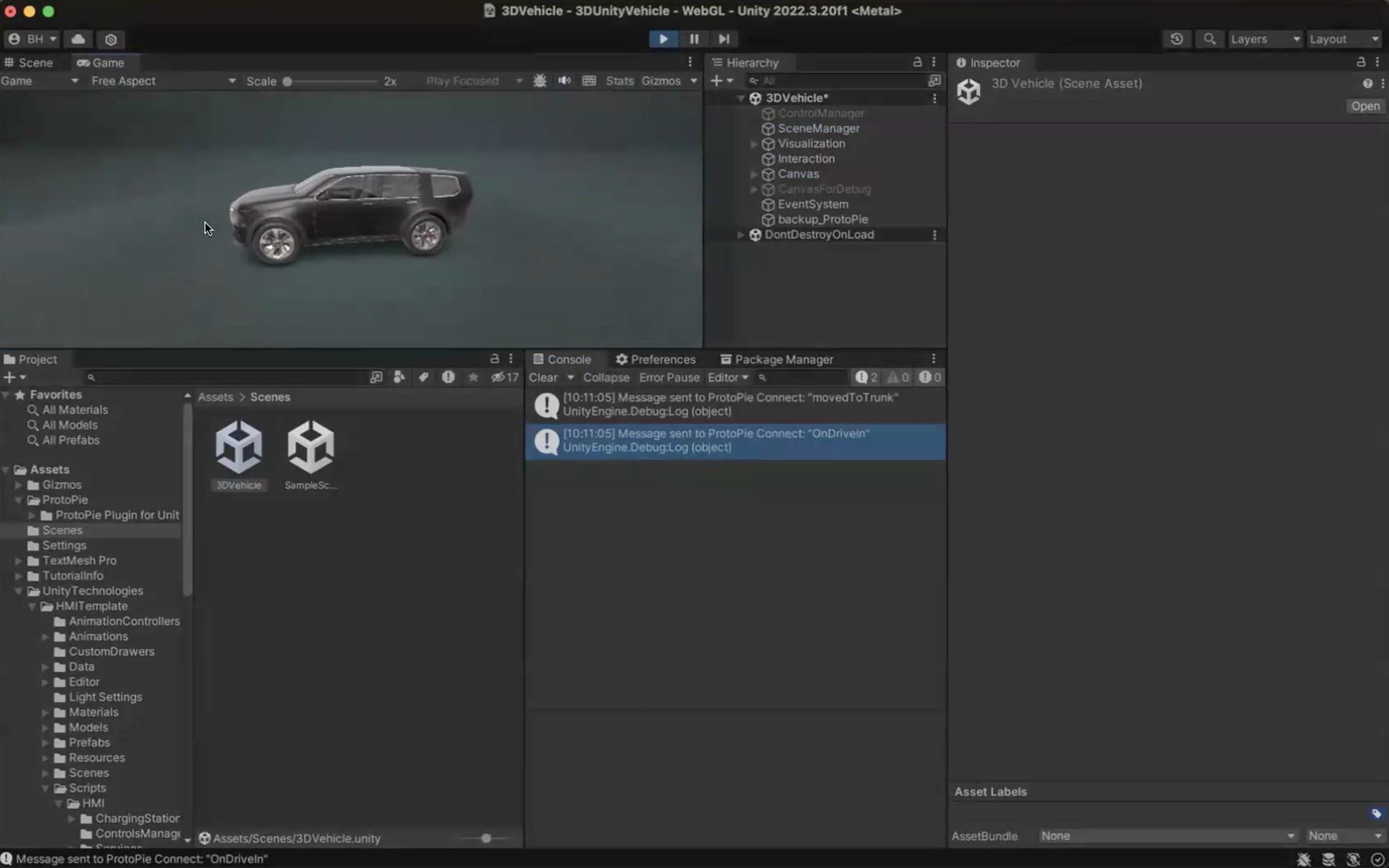 Download the automotive HMI template and open it in Unity.