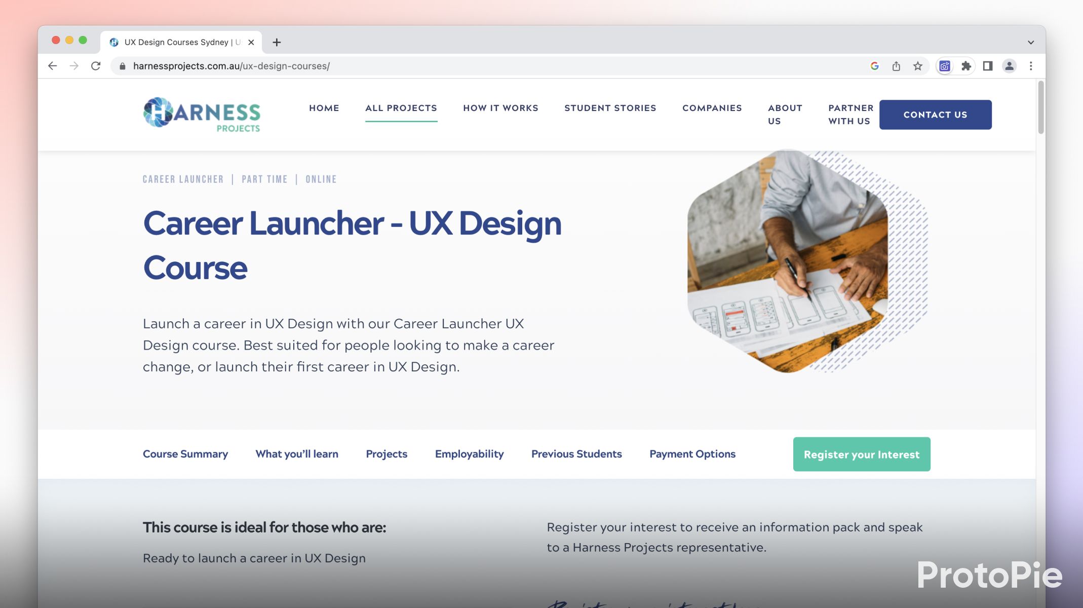 Career Launcher UX Design from Harness Projects website