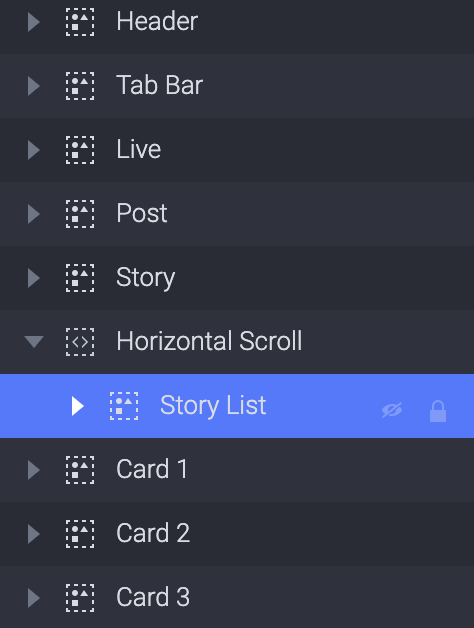 Drag the Story List layer into the container