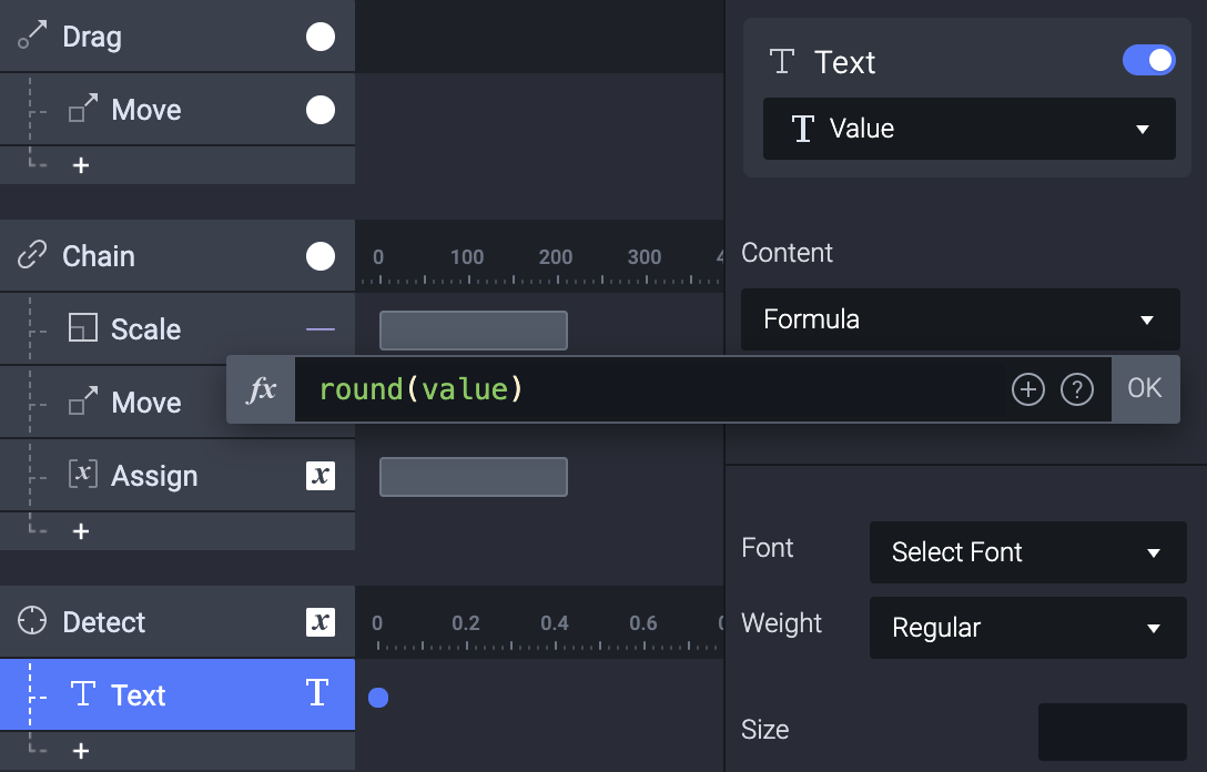 For the Text response, change the content from Text to Formula.