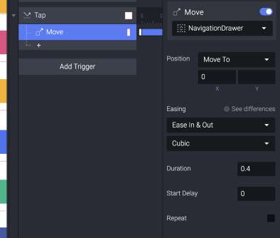 Add a Tap trigger to and give it response of Move