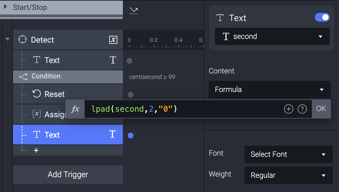 Assign the variable to the text by adding a Text response linked to the "second" text