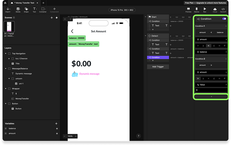 Using conditions and variables in ProtoPie