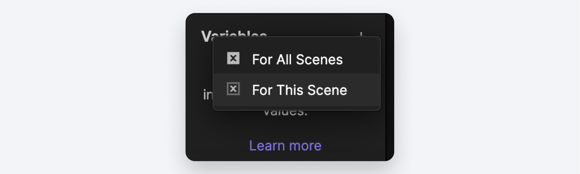 variables scene options