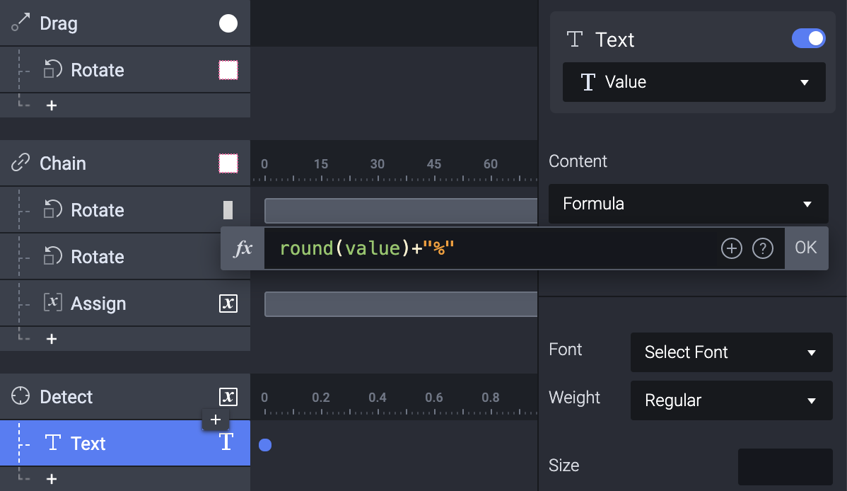 Create a Text response linked to the text Value.
