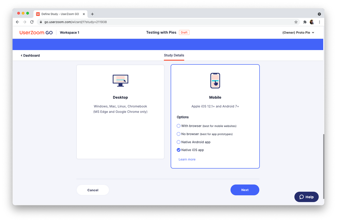 Testing conducted on mobile devices using ProtoPie Player