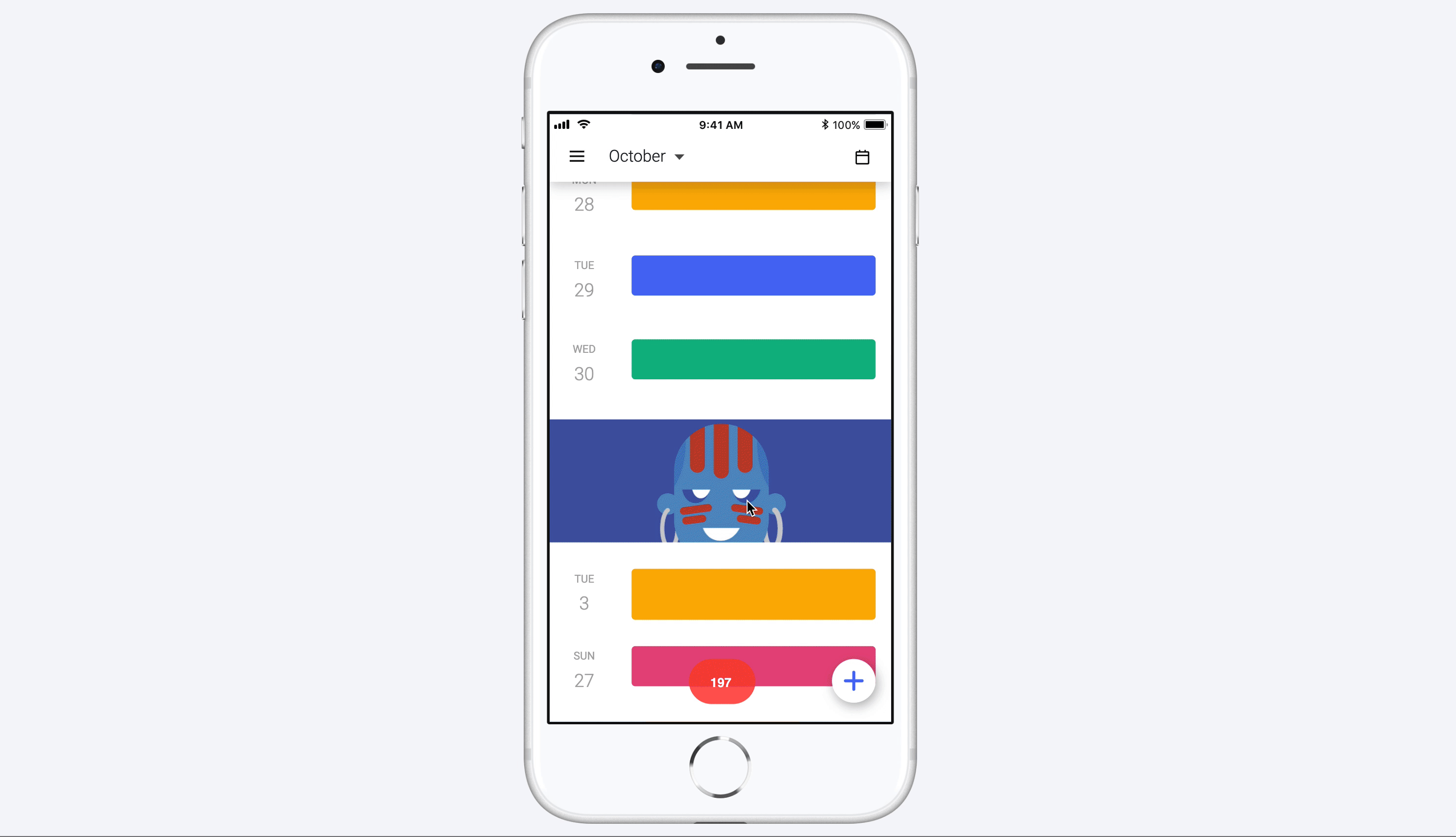 A simple Calendar UI prototype gif
