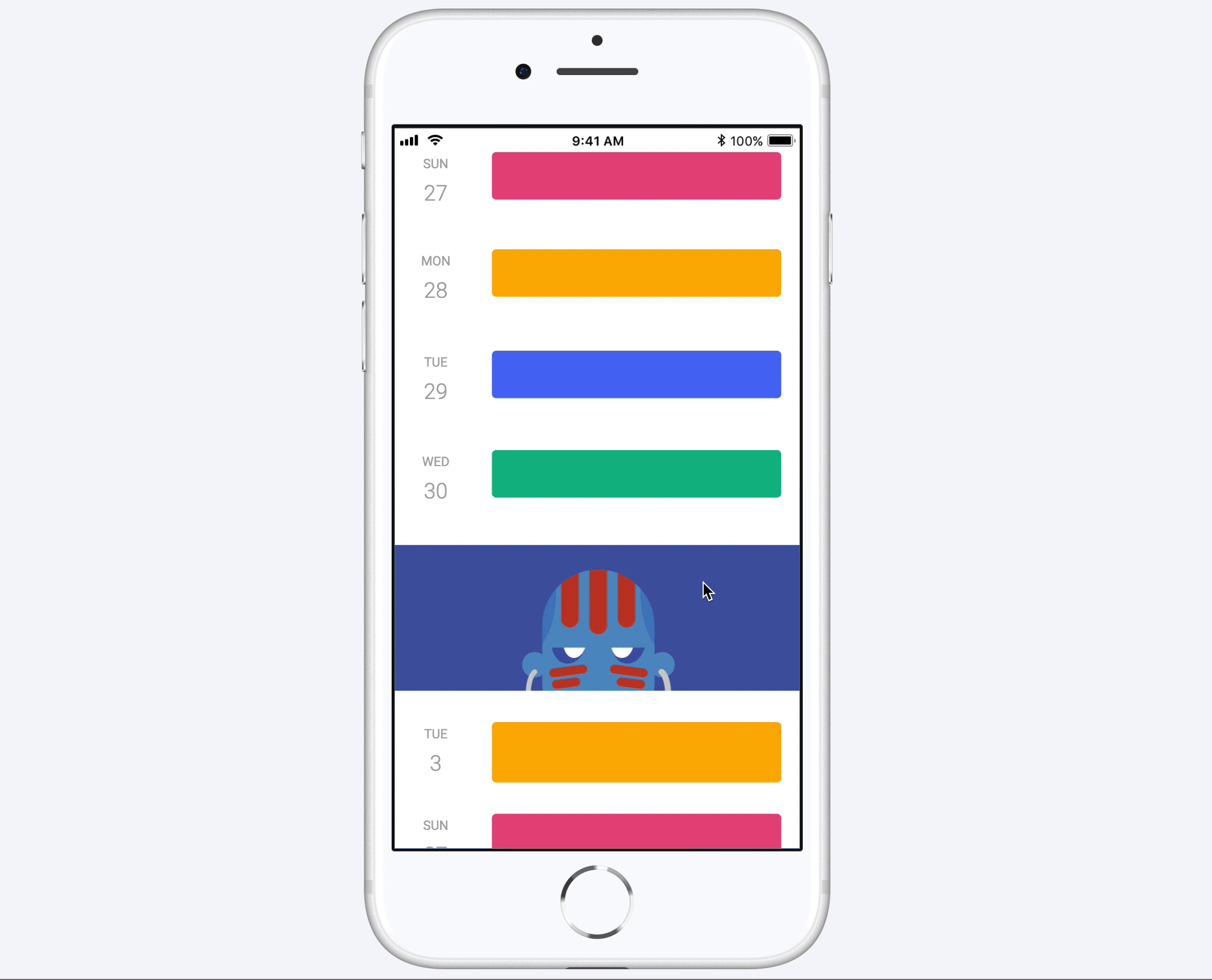 Scrolling down the calendar gif