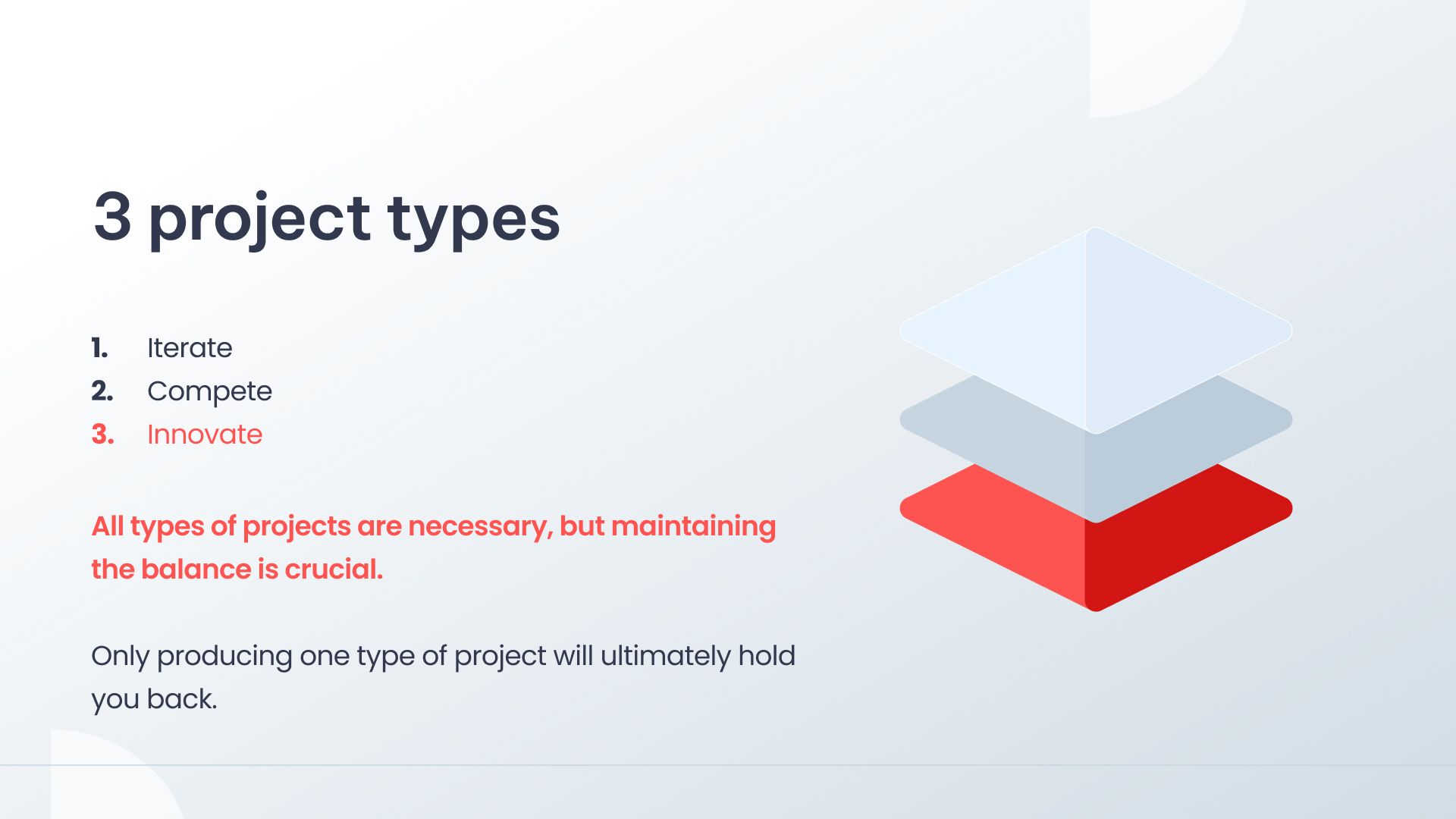 three types of projects are described