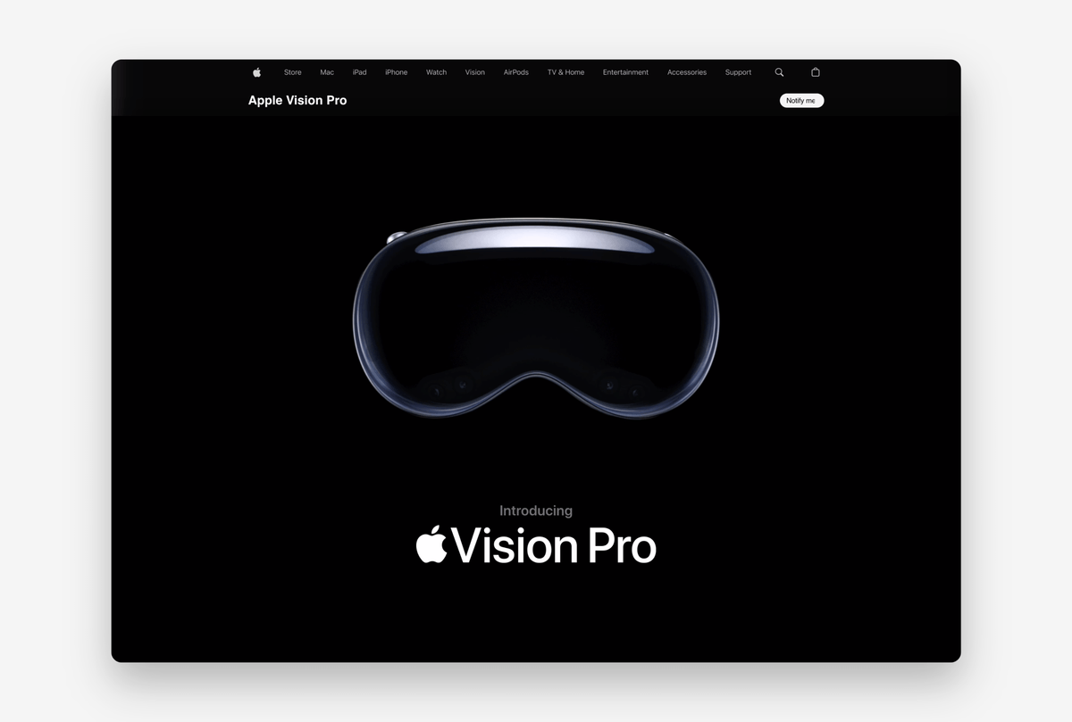 Apple Vision Pro scroll animation.