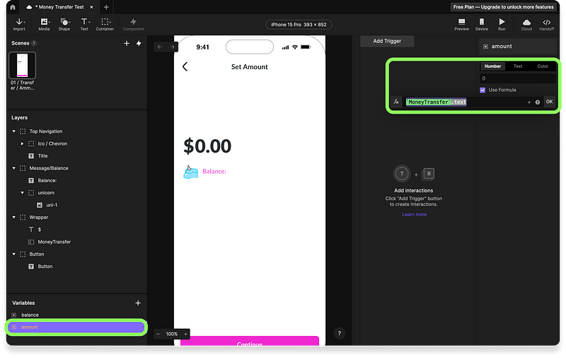 Creating variables in ProtoPie