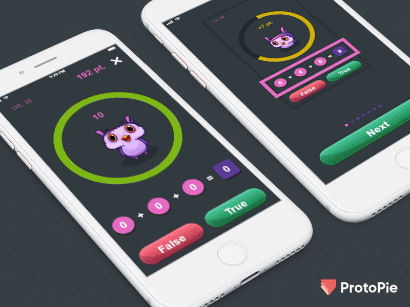 mobile math game app prototype gif