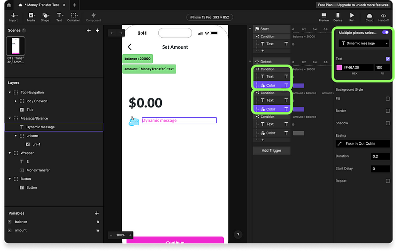 Using color event for formatting in ProtoPie