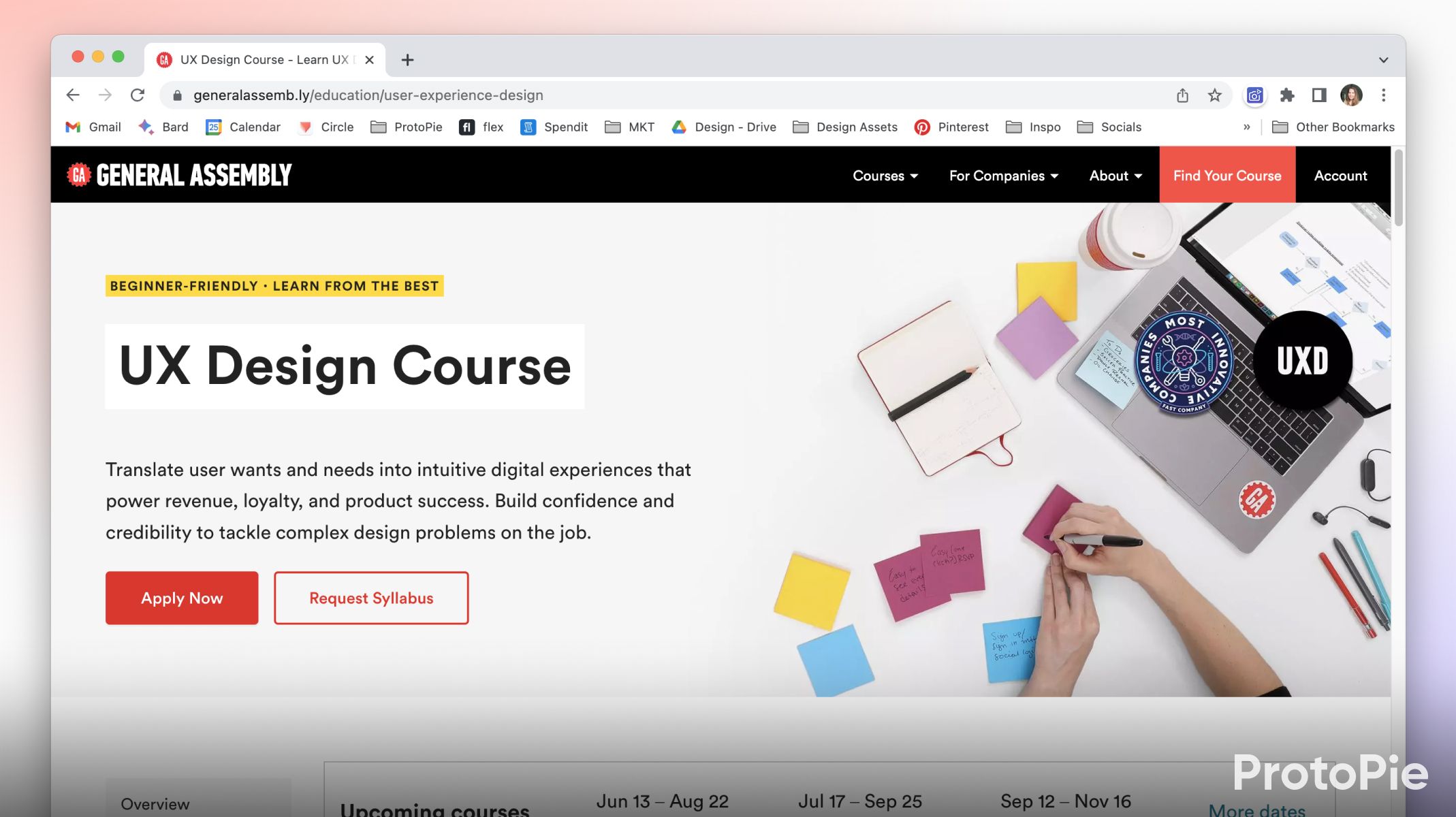 UX Design Course from General Assembly website