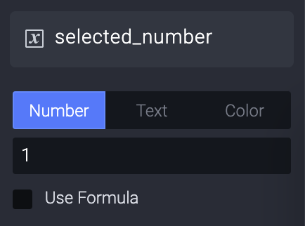 Create a new variable in the main scene and name it "selected_number".