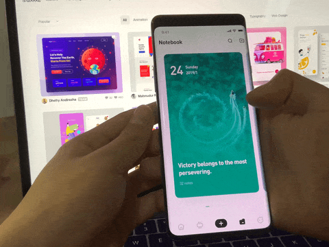 notes mobile app prototype gif
