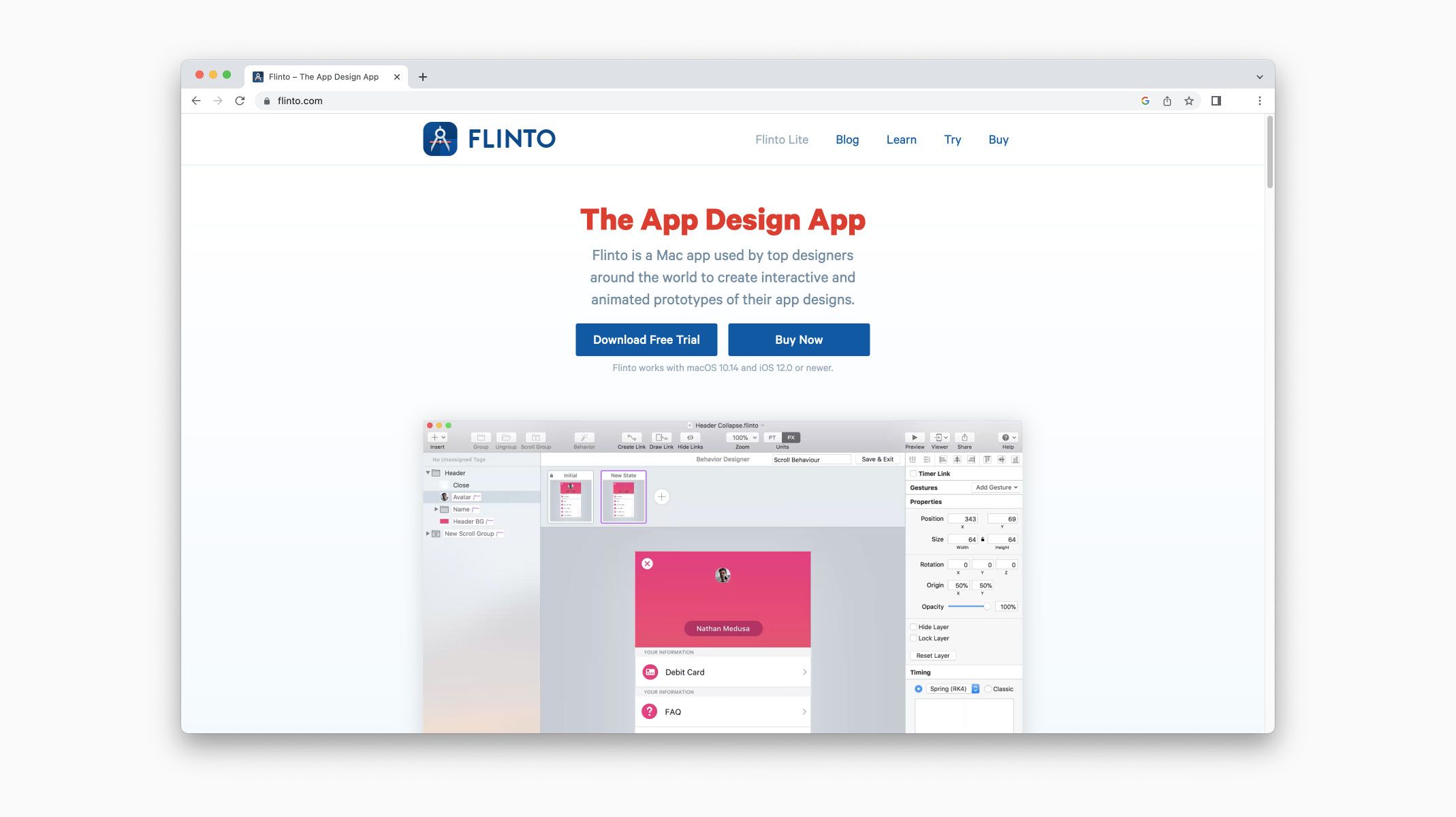 Flinto homepage