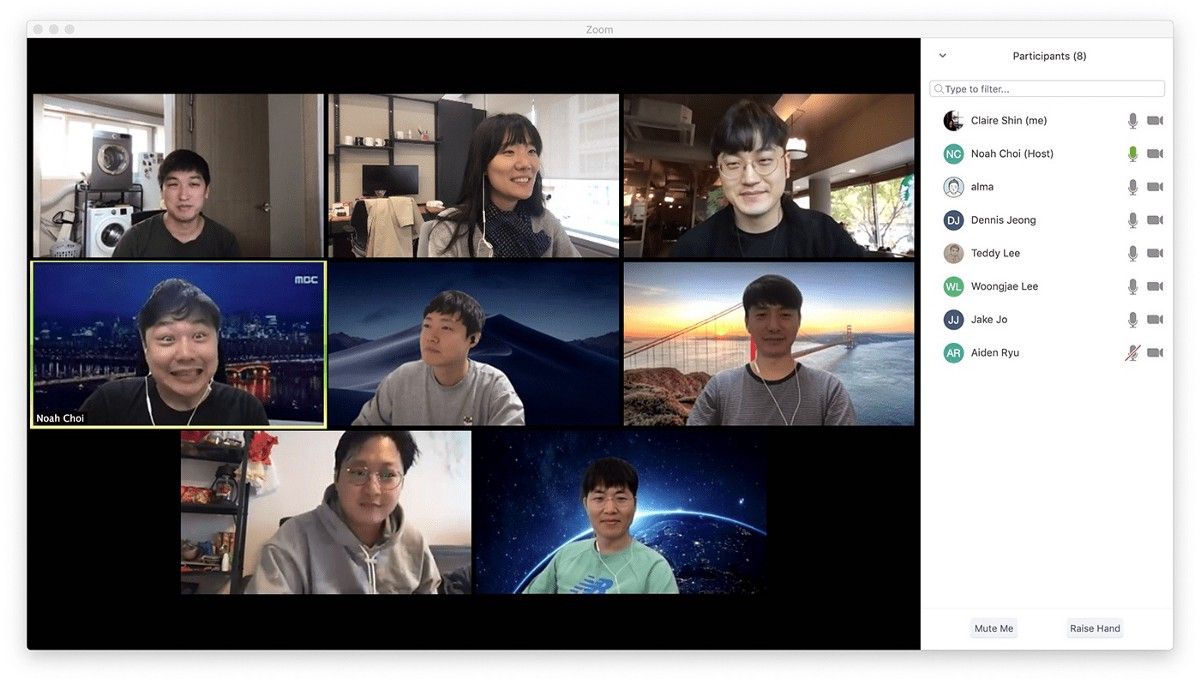 Screenshot showing ProtoPie employees in Zoom call