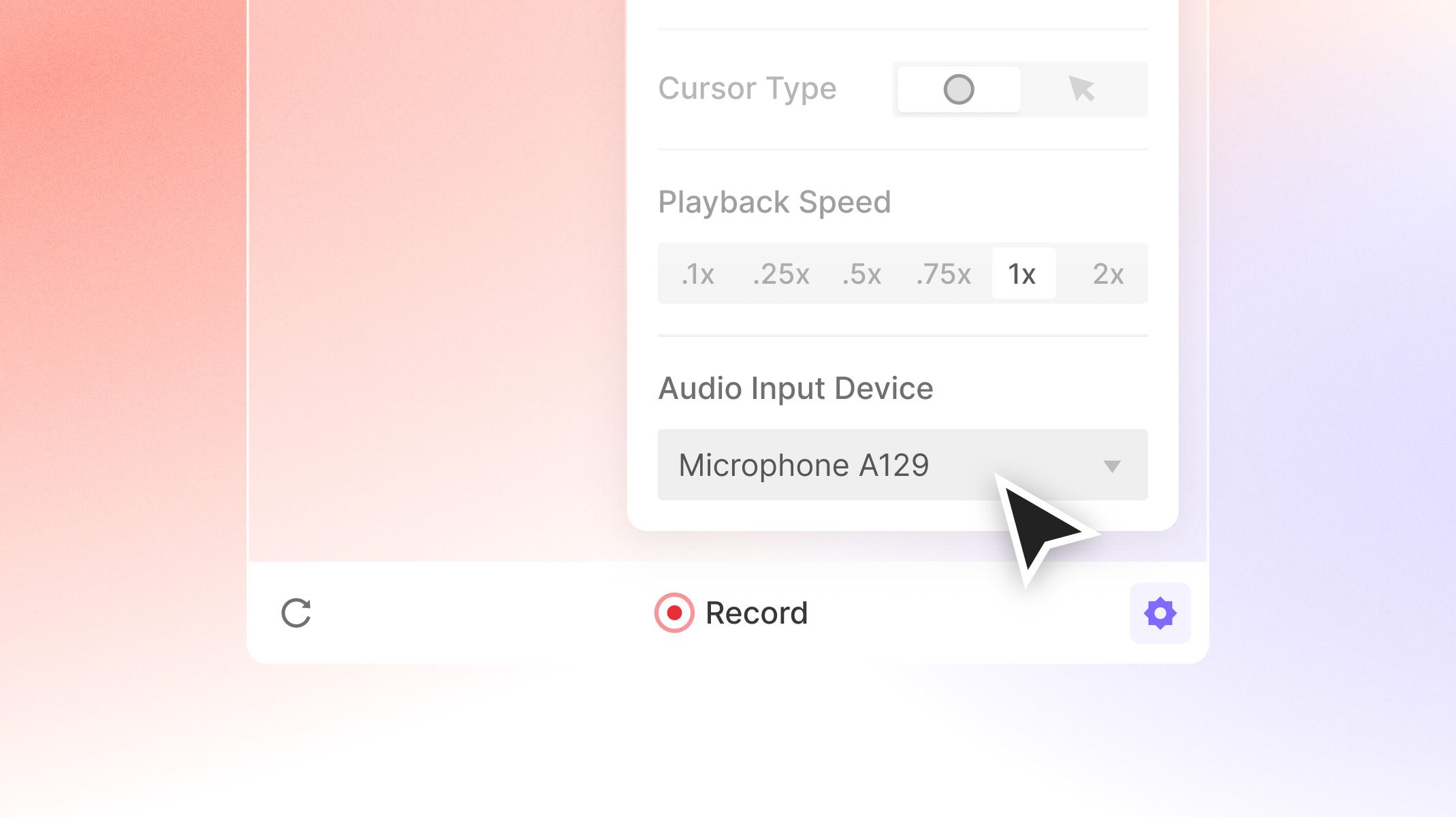 audio recording in preview mode.