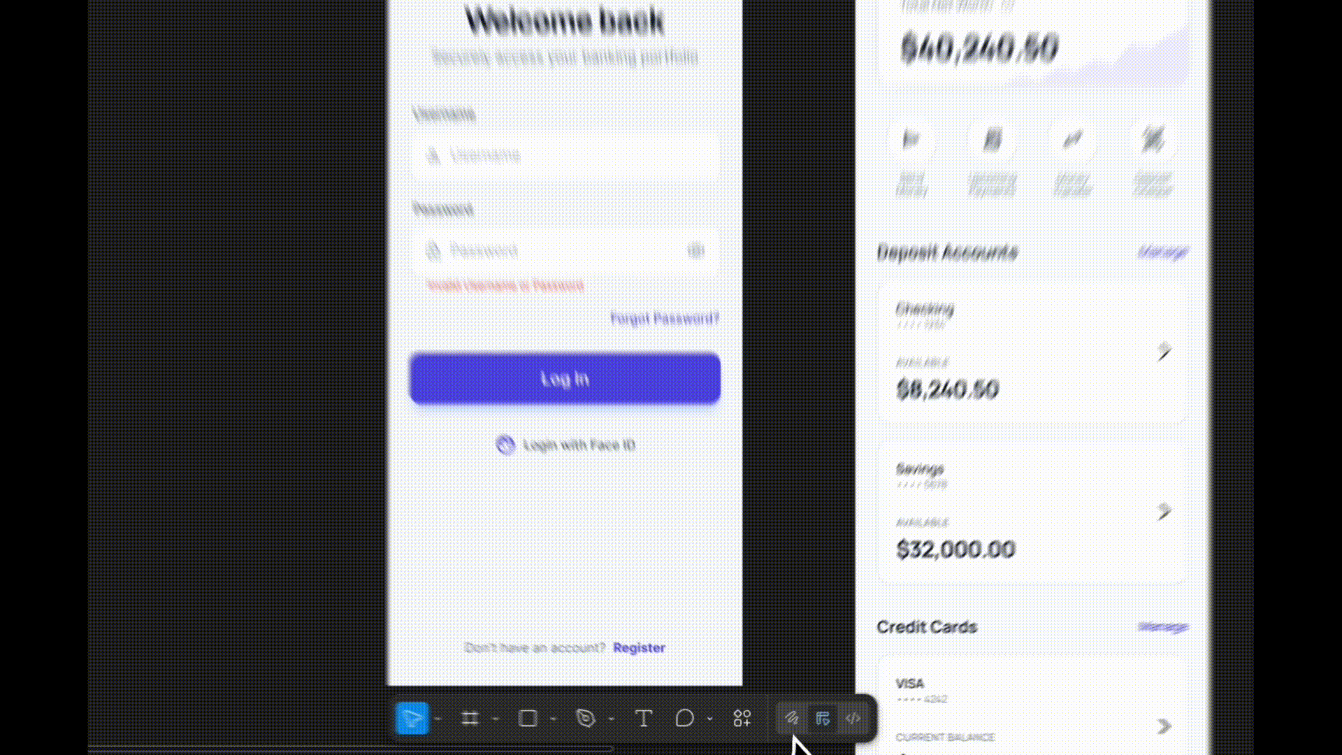 Exporting a login UI frame from Figma to ProtoPie using the ProtoPie plugin, with Scene selected to preserve layer hierarchy