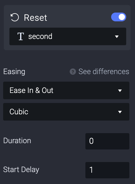 Add another Reset linked to the second text and change the start delay to 1