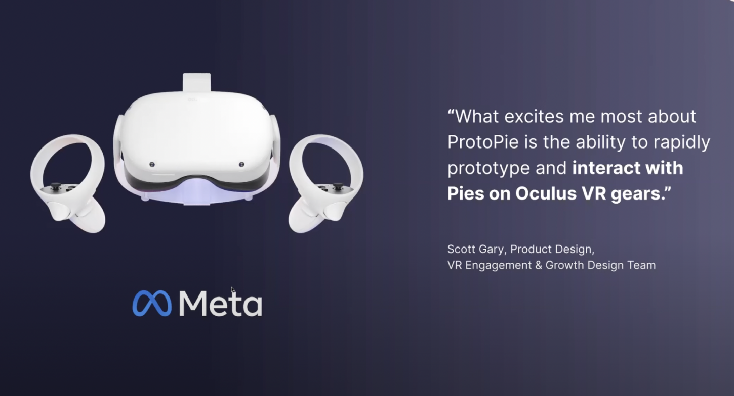 meta using ProtoPie for VR gears