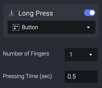 Select the "plus" button layer, and add a Long Press trigger.