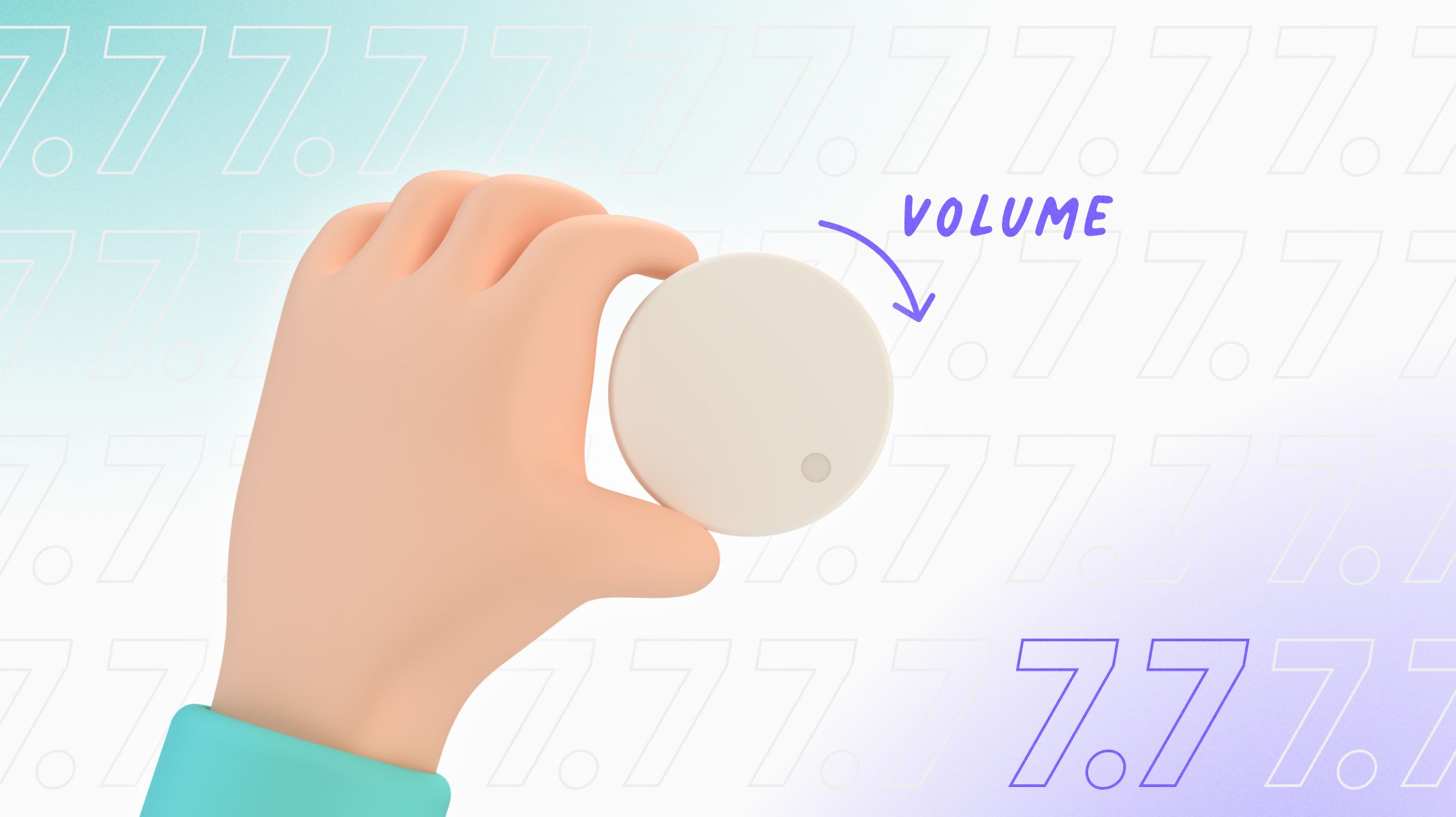 3D illustration of a hand turning a volume knob 