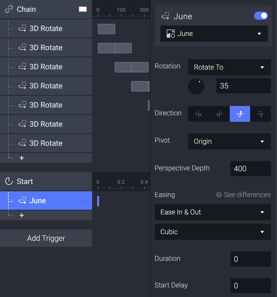 Add a 3D Rotate response to the June layer