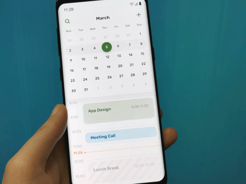 Person trying out mobile calendar prototype gif
