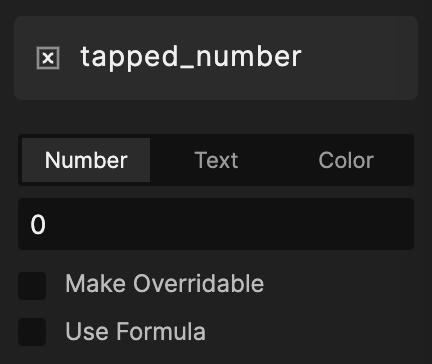 Create a variable first and name it "tapped_number"