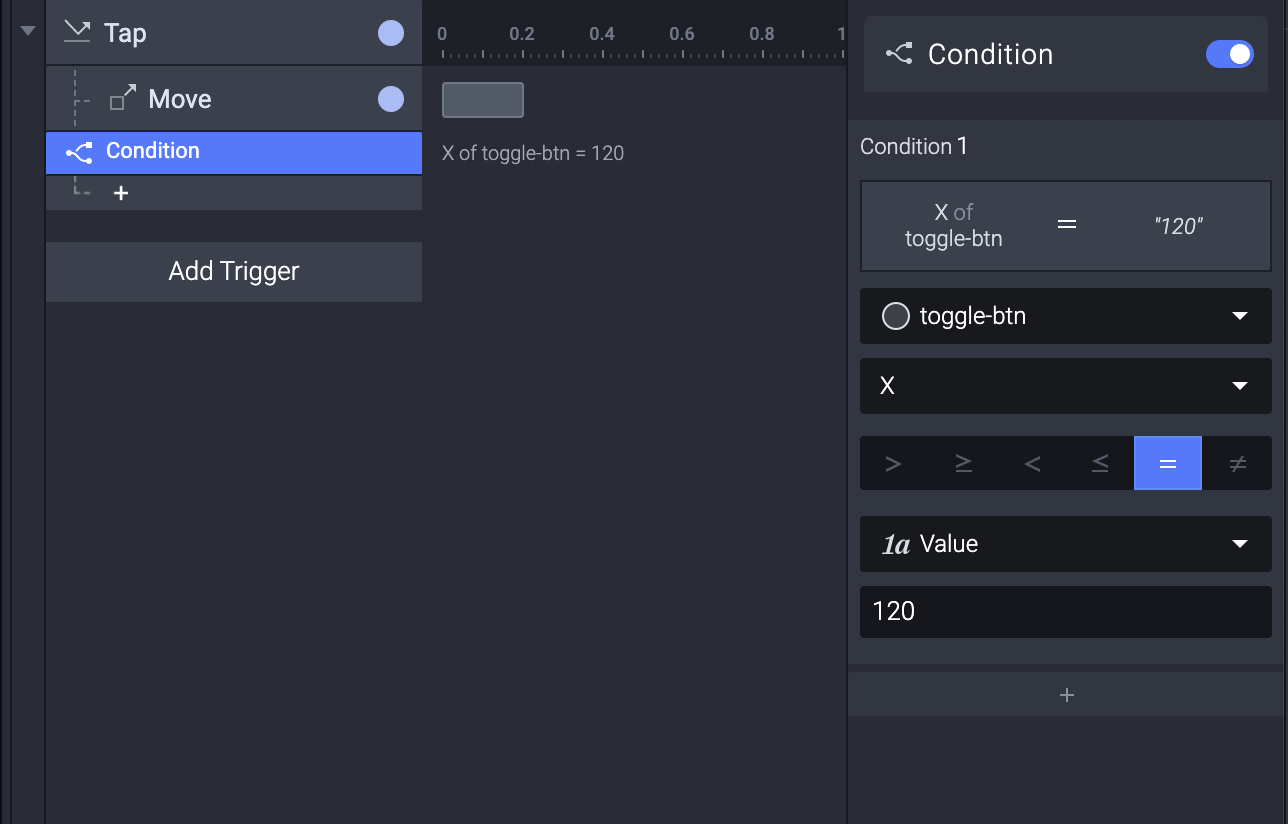 using condition for toggle button