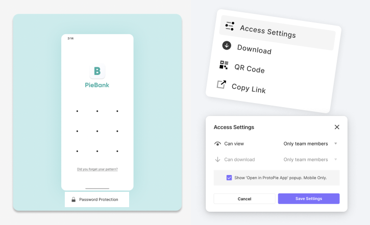 protopie prototypes safe access settings