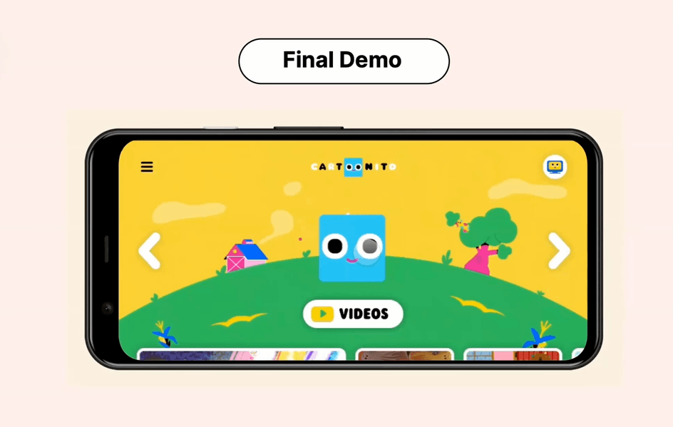 final demo of cartoonito app after using protopie