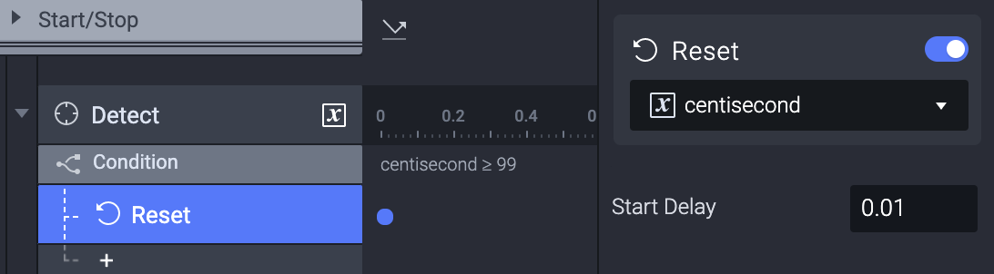 Create a condition, that reads when the centisecond ≥ 99
