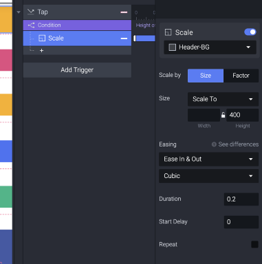 Add a trigger of tap and response of scale