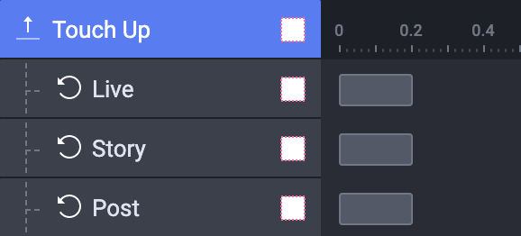 Select each of the buttons and add a Reset response