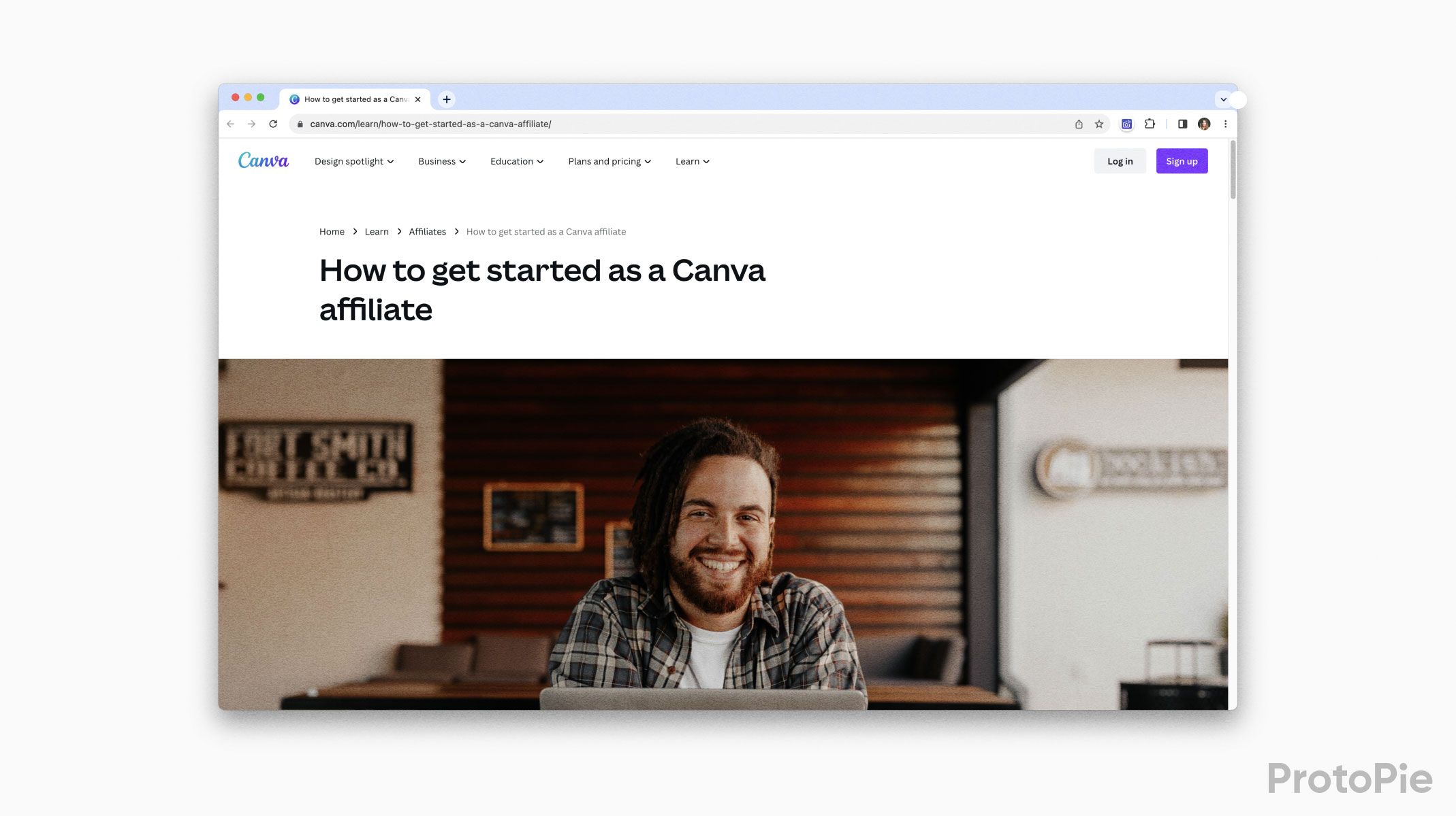 Canva's affiliate program website