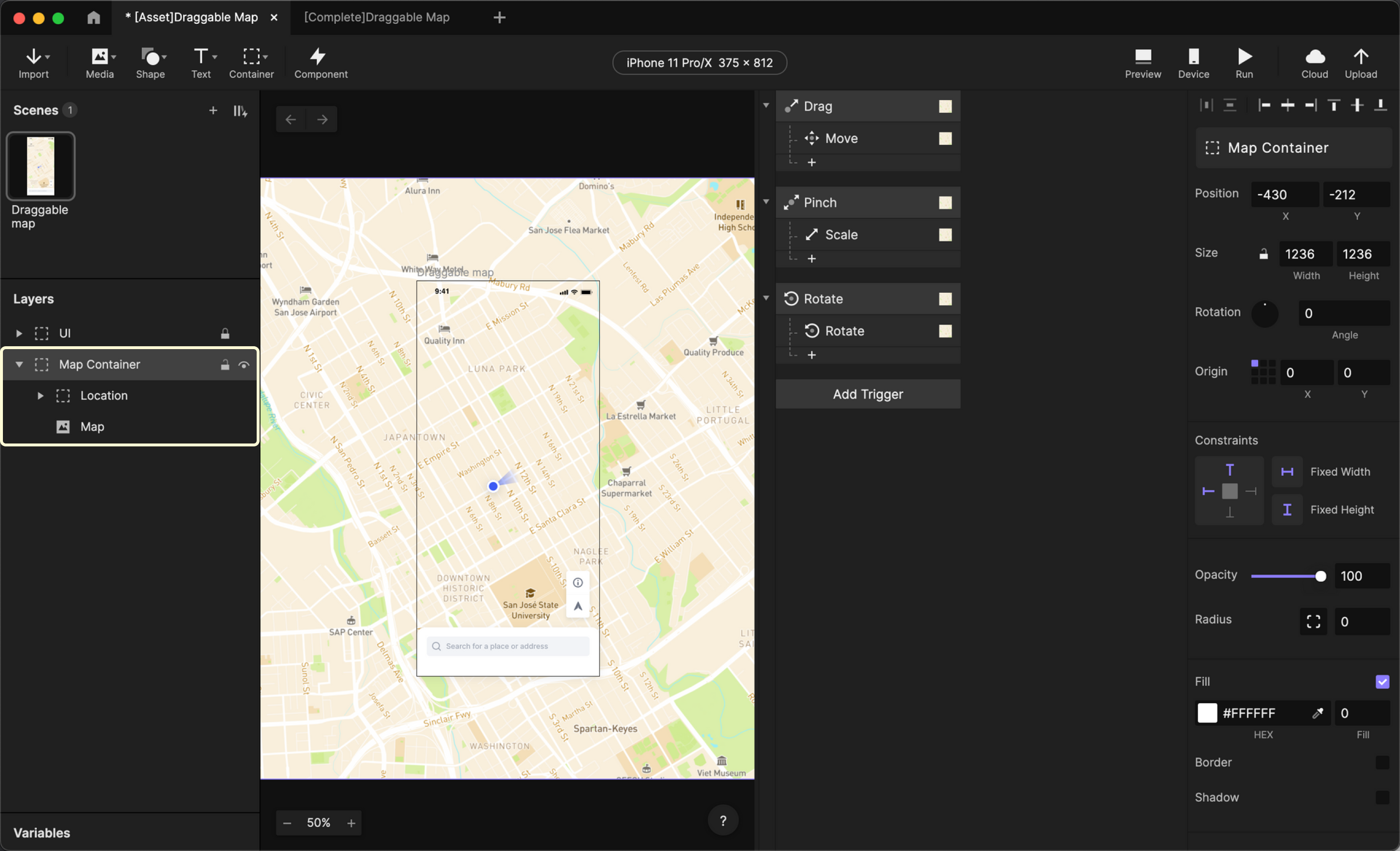 Create a new container with both the map and your new locational marker inside