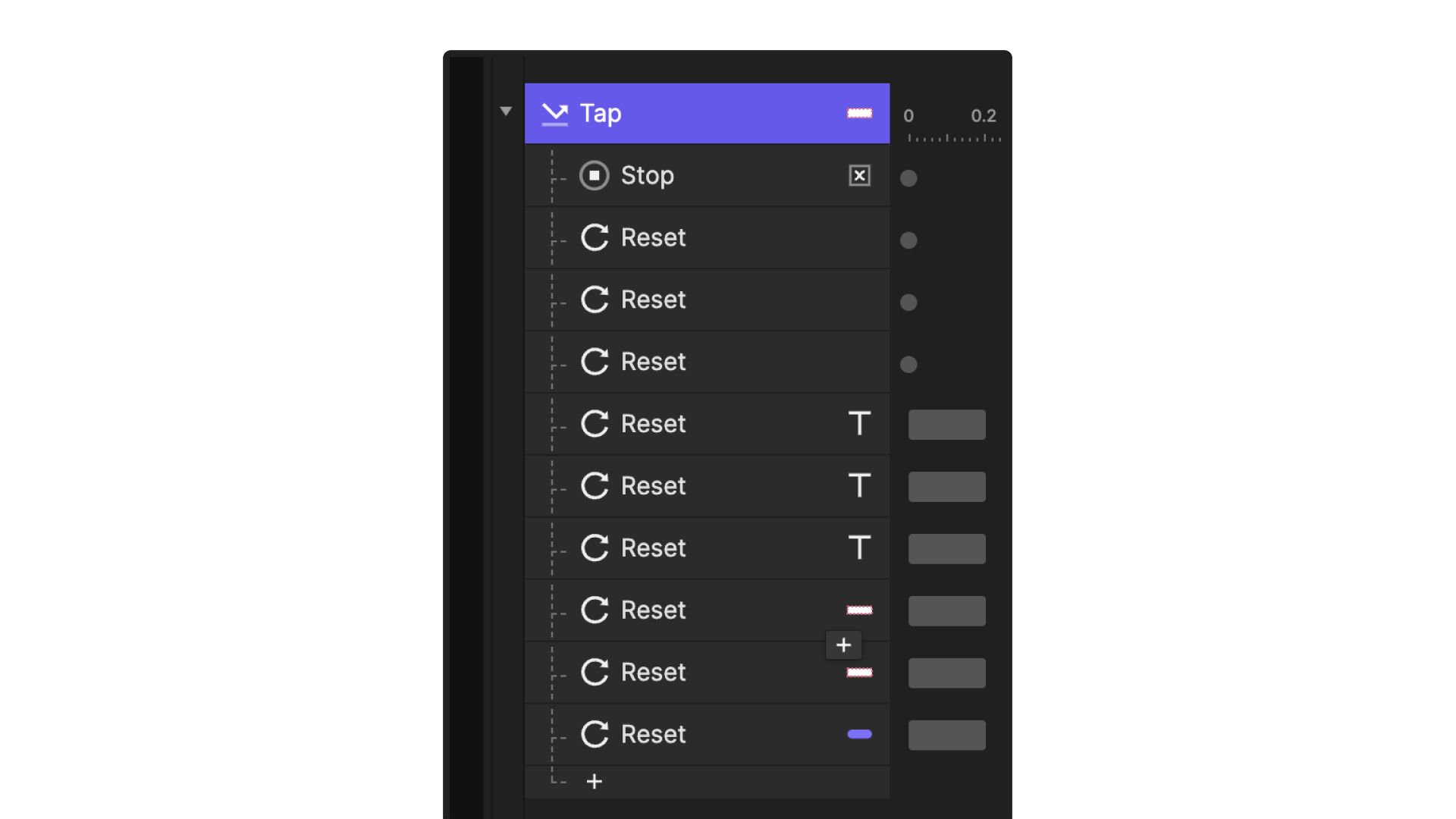 Select the Stop layer and create a reset response