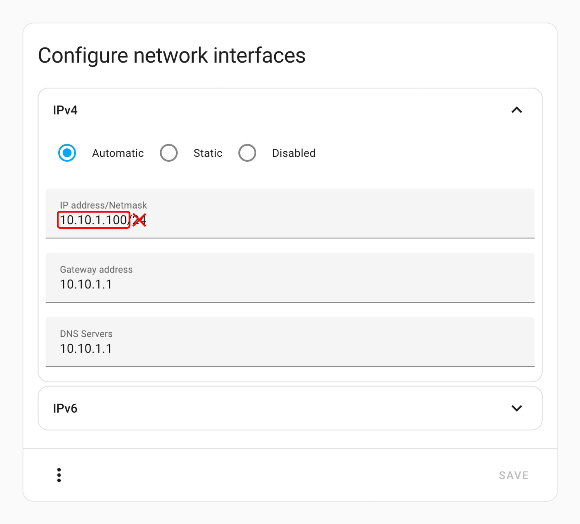 Configure network interfaces inside Home Assistant.