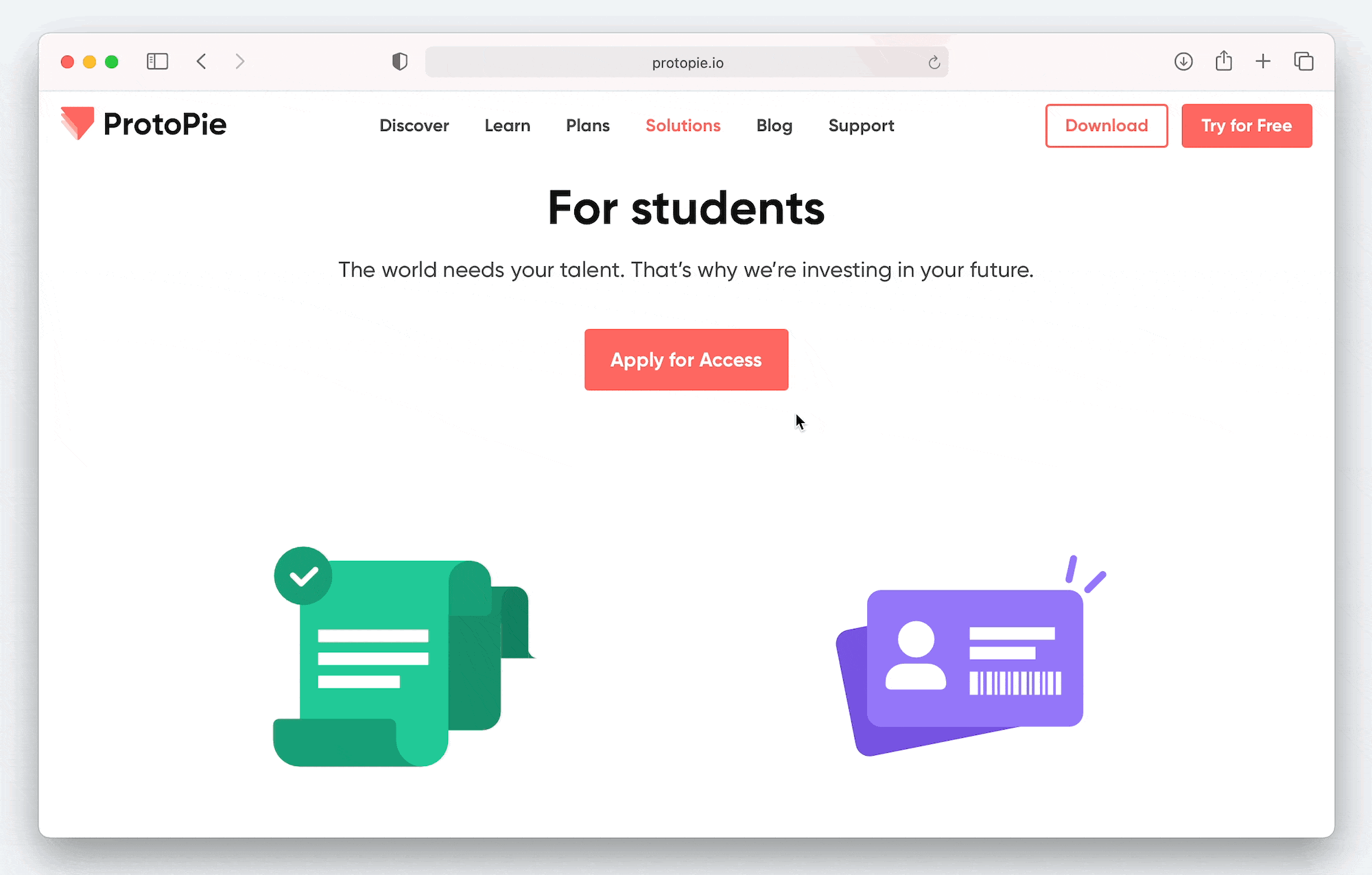Application form for the student support program