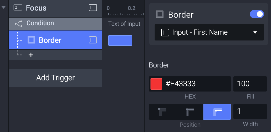 Add a Border response to the input under the condition just created