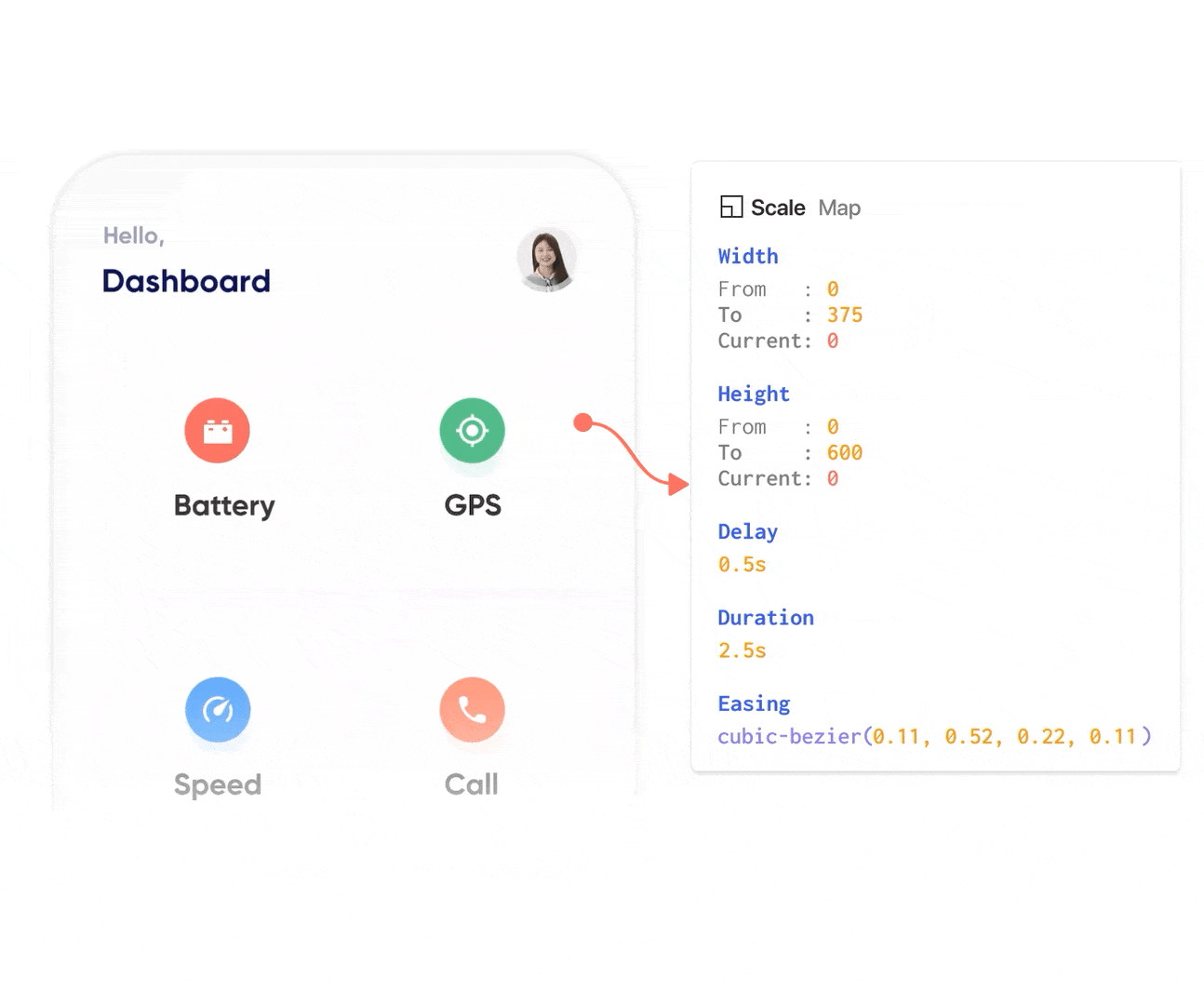 Interaction spec of navigation app gif